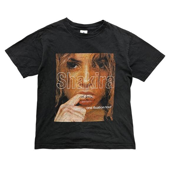 VTG Y2K 00s Shakira Oral Fixation Tour T-Shirt Black S - Picture 1 of 4